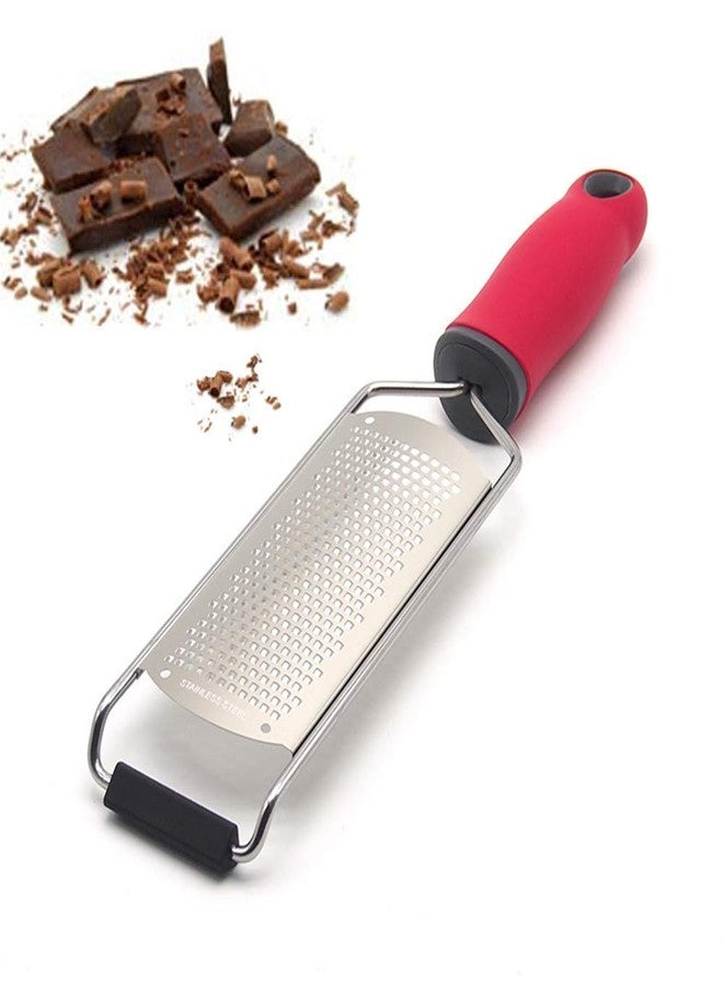 Trifecta Lemon Zester Heavy Duty Cheese Grater Vegetable Grater Parmesan Cheese Lemon, Garlic, Nutmeg, Chocolate, Fruits, Vegetables, Ginger Cheese Shredder Stainless Steel Grate (Broad Red Pack 1) - Image 3